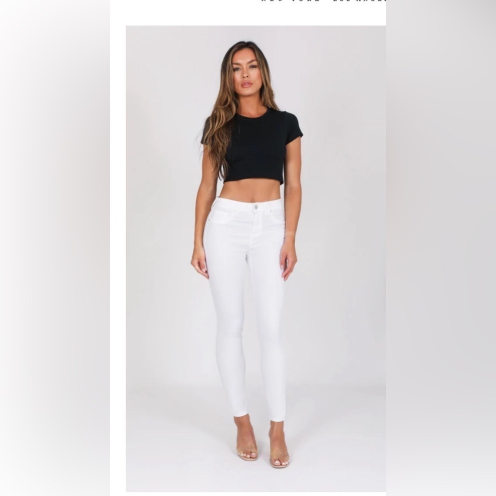 Sound style white jeans tan embroidery skinny boho NWT $78 casual contemporary